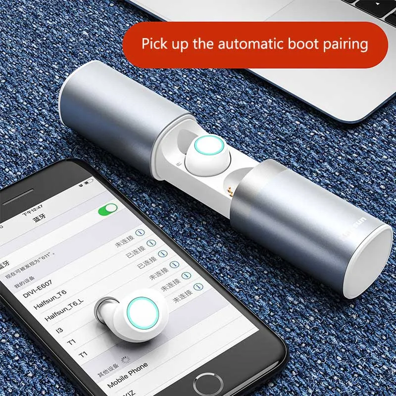 Silver Wearbuds, умные TWS, беспроводные Bluetooth наушники, мини наушники, спортивные, водонепроницаемые, авто сопряжение, гарнитура для iPhone, xiaomi - Цвет: Silver