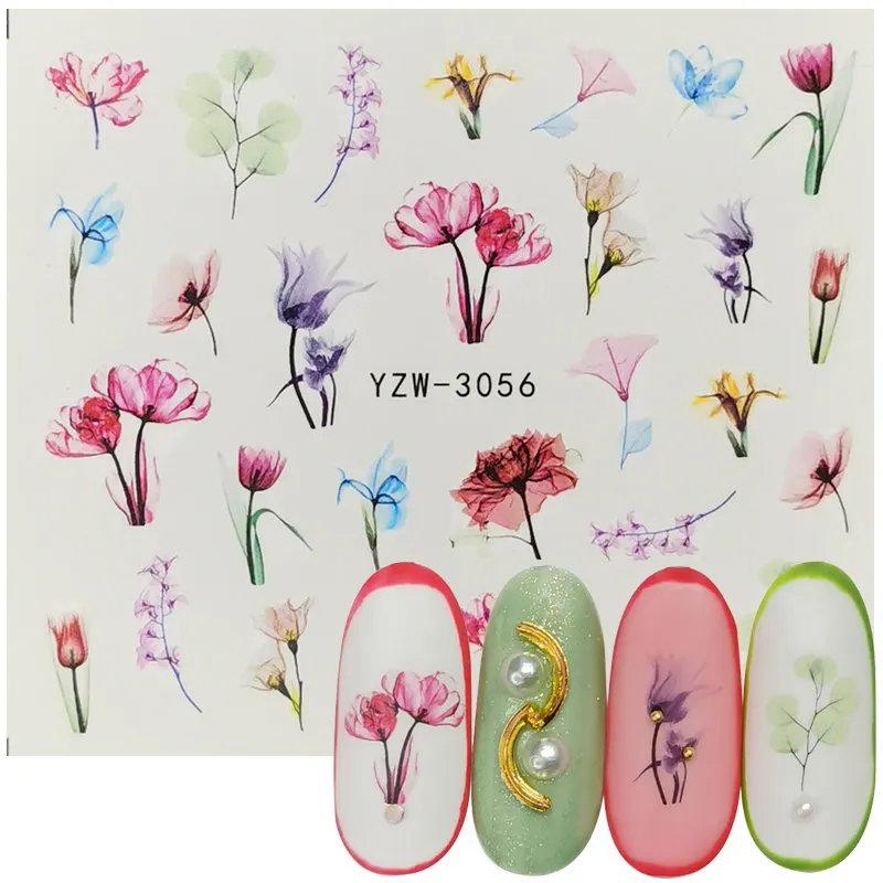 

1 Sheet Multicolor Flower Nail Sticker 3D Blooming Floral Water Transfer Decals Nail Art Sticker Manicure Foils Slider