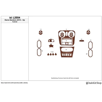 

Interior lining for Dacia Sandero 2010-UP. Set L2554.