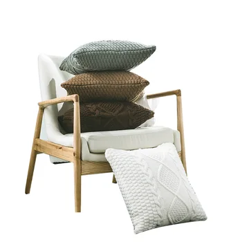 

Knitted Cushion Cover Pillowcase Jacquard Grid Cushion Case Plaid Pattern Elegant Cushion Cover for Sofa Pillow Case Pillowcase
