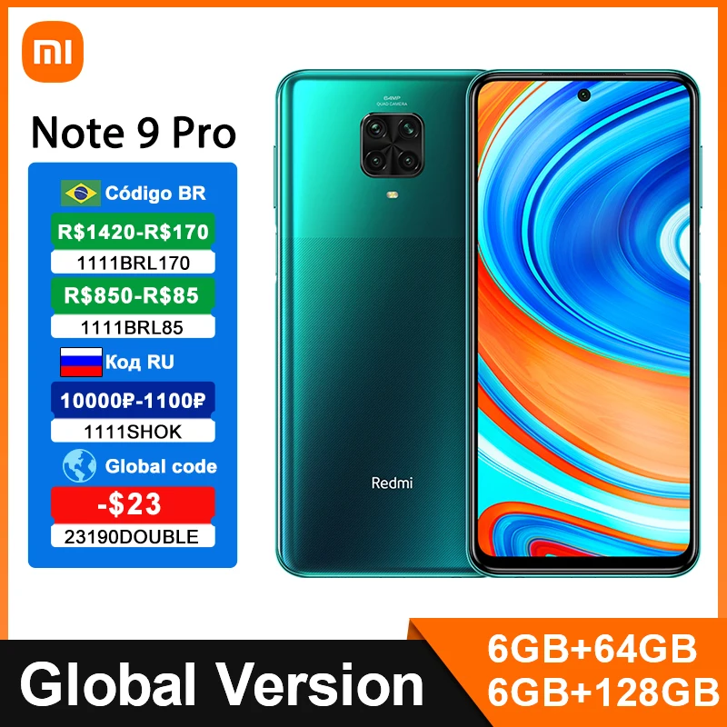 Global Version Xiaomi Redmi Note 9 Pro 6GB RAM 64GB/128GB ROM Mobilephone 6.67quot Snapdragon 720G 64MP Quad Camera 5020mAh NFC | Мобильные</h5><ul><li>Категория: Все товары</li></ul><p>17 159,21 — 19 792,10 руб.</p><p>Источник: <span class=