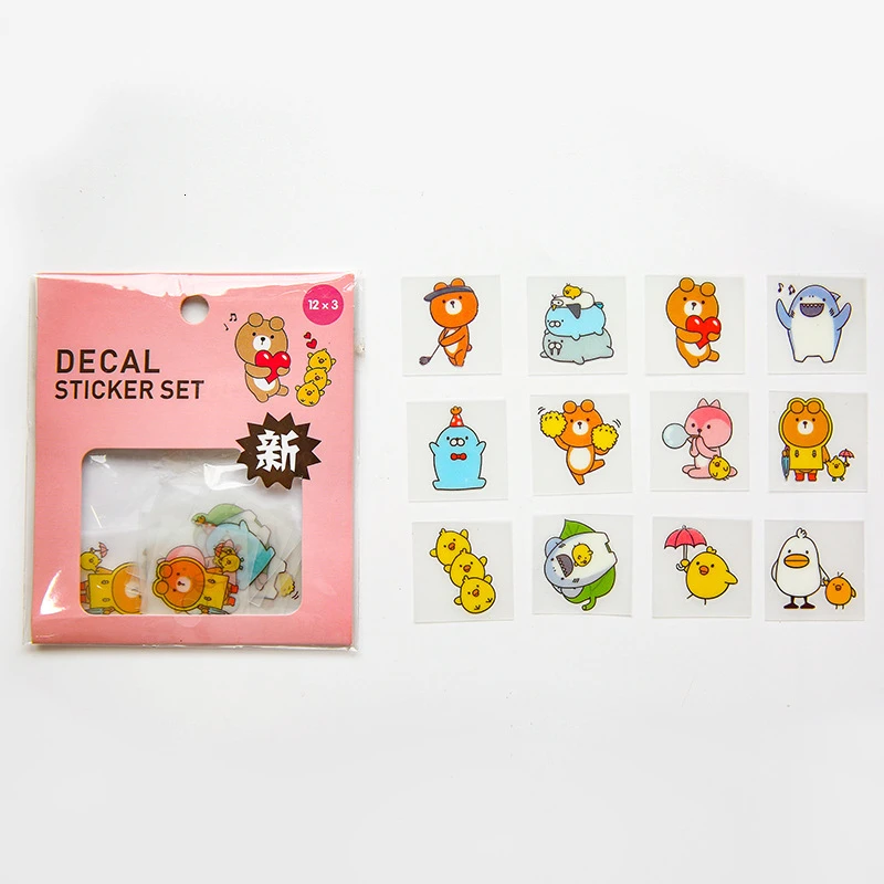 Creative Cute Bear Stickers Bag Kawaii Cartoon Transparent Sticker DIY Decoration Hanbook Diary PVC PET Sticker Stationary 06578 - Цвет: 3113
