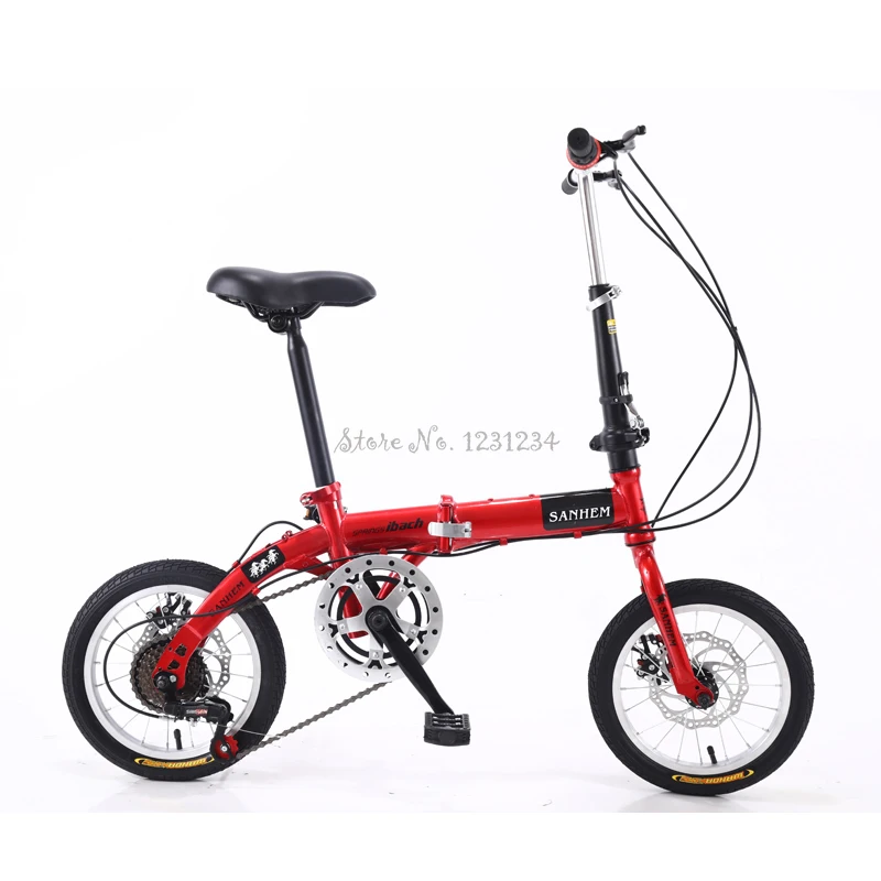 14-inch Foldable Ultra-lightweight Kids Bike Children Variable Speed Dual Brake Folding Bicycle for Student