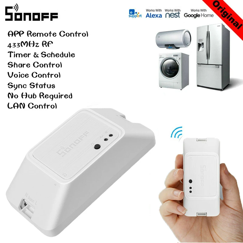 SONOFF RF R3 Smart RF управление RM 433 МГц переключатель wifi 100-240 В DIY Ewelink приложение Автоматизация работает с Alexa Google Home