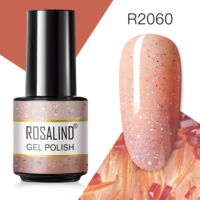 ROSALIND Gel Nail Polish Glitter Gel For Manicure Art Semi Permanent Hybrid Varnish Need UV LED Base Top Coat Nail Polish RAR2060
