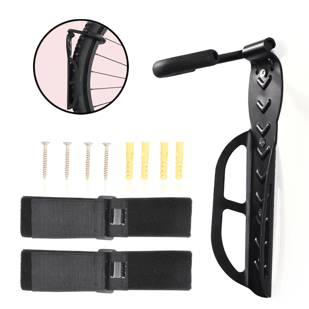 MICTUNING прочный велосипедный настенный крюк Держатель с фиксирующими ремешками Экономия пространства Вертикальная велосипедная Стойка подходит для всех видов велосипедов