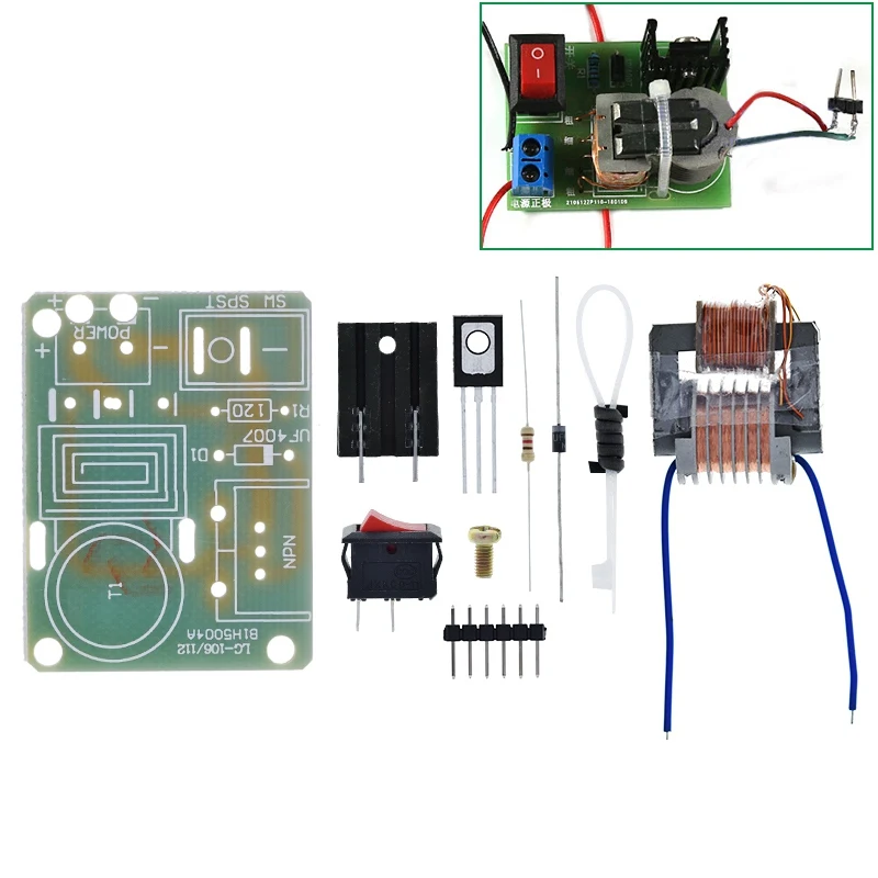 15 kV Hochfrequenz-DC-Hochspannungs-Lichtbogen-Zündgenerator, Wechselrichter, Boost, Step Up 18650, DIY-Kit, U-Kern-Transformator-Suite, 3,7 V – Detail 9