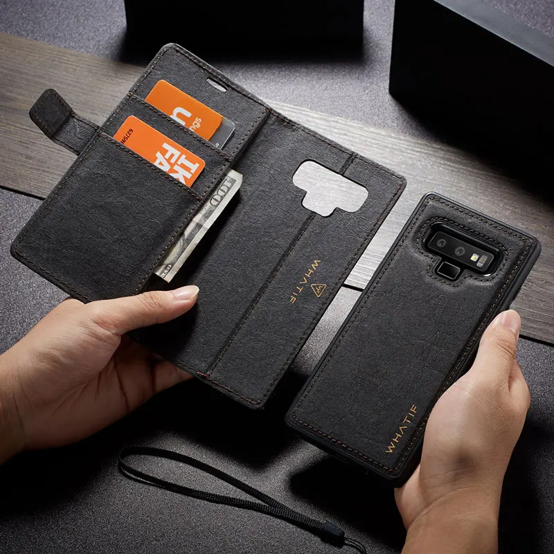 Крафт-бумажный кожаный чехол для samsung galaxy note 9 8 S8 S9 Plus S7 edge Магнитный чехол Флип-держатель для карт съемный чехол для телефона