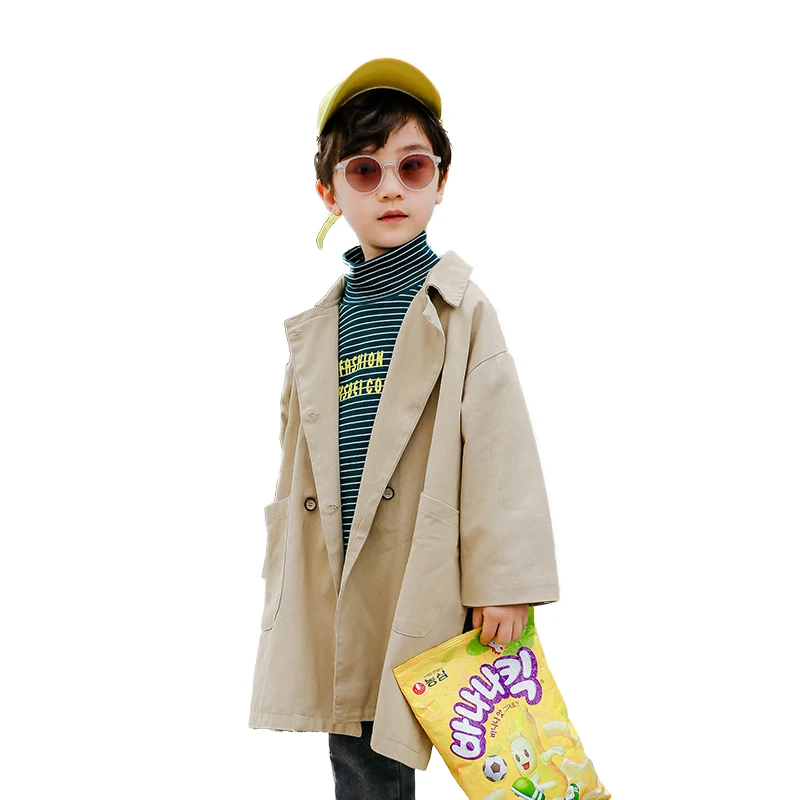 

Boy's Windbreaker Spring and Autumn of 2019 New Version Korean Version Children's Jacket Baby's Long Jacket for Boys