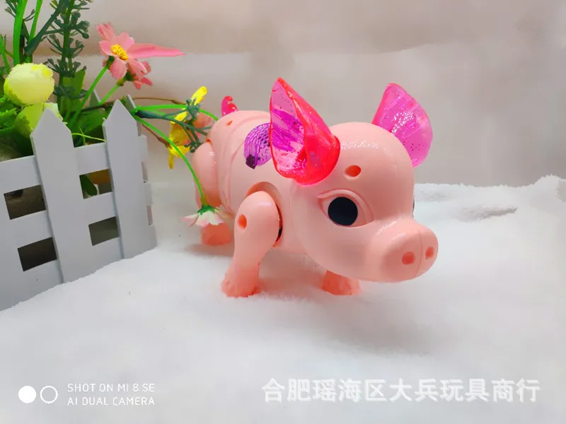 Горячая распродажа электрический поводок свиная кожа детская розовая свиная кожа игрушка мультфильм флэш музыка прогулки свиная кожа