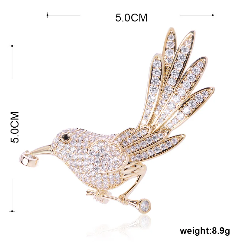 Funmor Exquisite Animal Bird Copper Brooches Mosaic AAA Zircon Pins For Women Men Banquet Prom Ornaments Lapel Suit Accessories