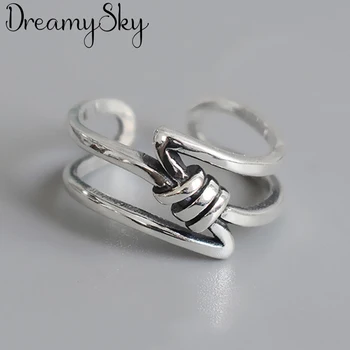 

DreamySky Wholesale Real 925 Sterling Silver Bow Rings For Women Big Antique Rings Finger Jewelry High Quality