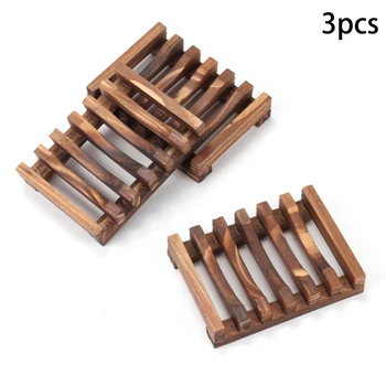 

3pcs Retro Soap Dish Holder Soap Natural Wood Dish Waterproof And Anticorrosive Decor Sink Toilet Bathroom