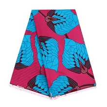 СИНИЙ НАБИВНОЙ розово-красный полиэстер Ткань 6 ярдов \ Набор Африканский настоящий гарантированный Голландский Настоящий Воск