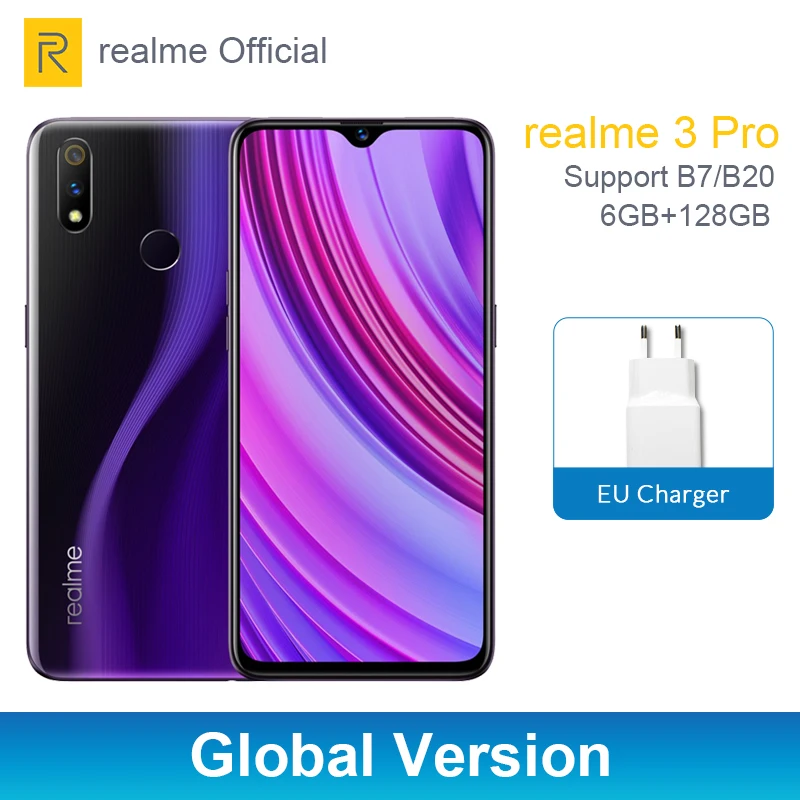 Realme 3 Pro глобальная версия 6 ГБ ОЗУ 128 Гб ПЗУ Snapdragon 710 AIE мобильный телефон 4045 мА батарея мобильного телефона VOOC Быстрая зарядка - Цвет: 6GB 128GB Purple