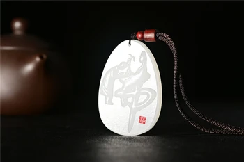 

2020 Hand Carved Natural Chinese White Jade Buddha Pendant Necklace Wholesale