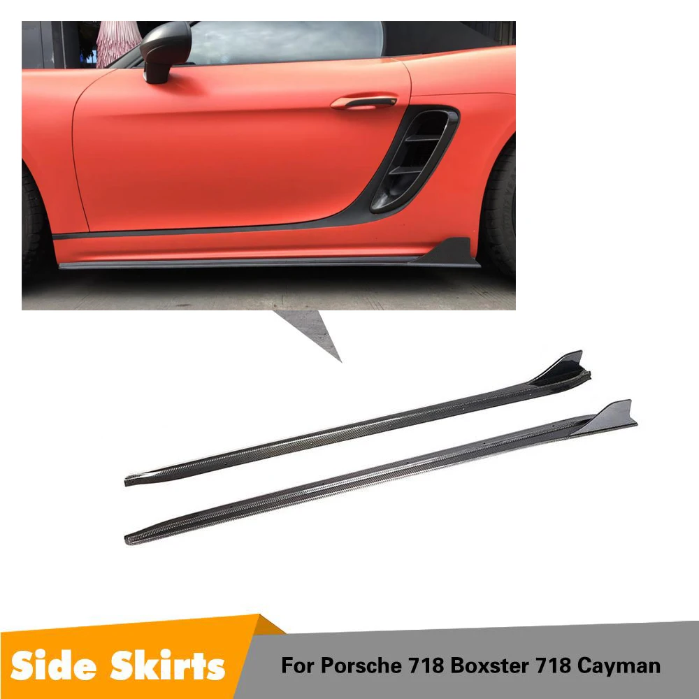 

For Porsche Boxster 718 Cayman 718 Carbon Fiber Side Skirt Extension Door Step Cover Drift Kit 2016-2019