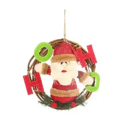 Рождественская елка Висячие кукольные Подвески венок украшения стены двери Декор Игрушка ротанга гирлянда со снеговиком Санта для