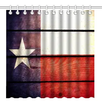 

Vintage Texas Flag Design Retro Rustic Wood Print Art Shower Curtain ch Home Decorative Polyester Bath Curtain with 12 Hooks