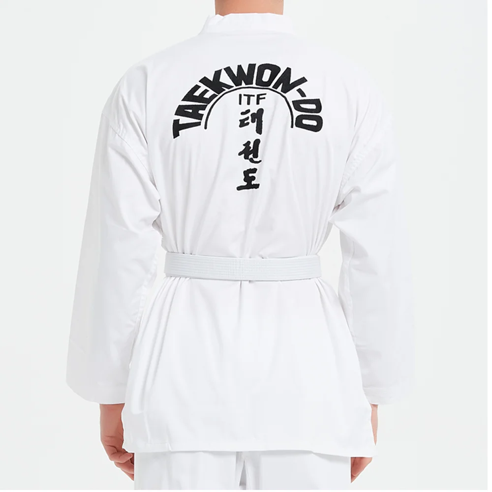 

New ITF Approve White Cotton Taekwondo Student Doboks Suit Martial Arts Kimono Taekwondo Uniform Clothes Long Sleeve Fitness Gi