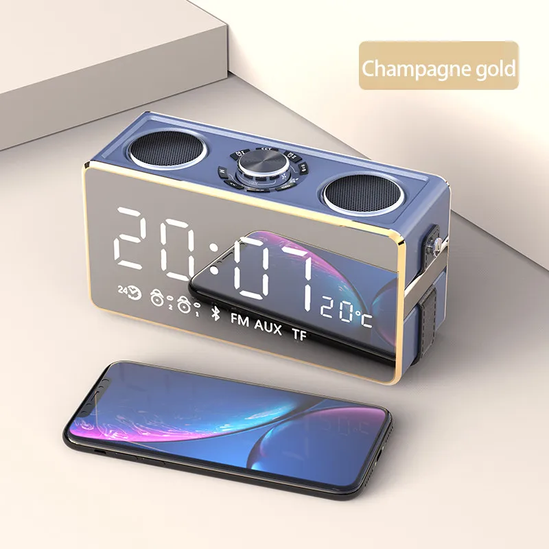 SOAIY S18 беспроводной Bluetooth FM колонки музыка стерео бас открытый автомобиль часы светодиодный Поддержка TF зеркало портативный мини сабвуфер