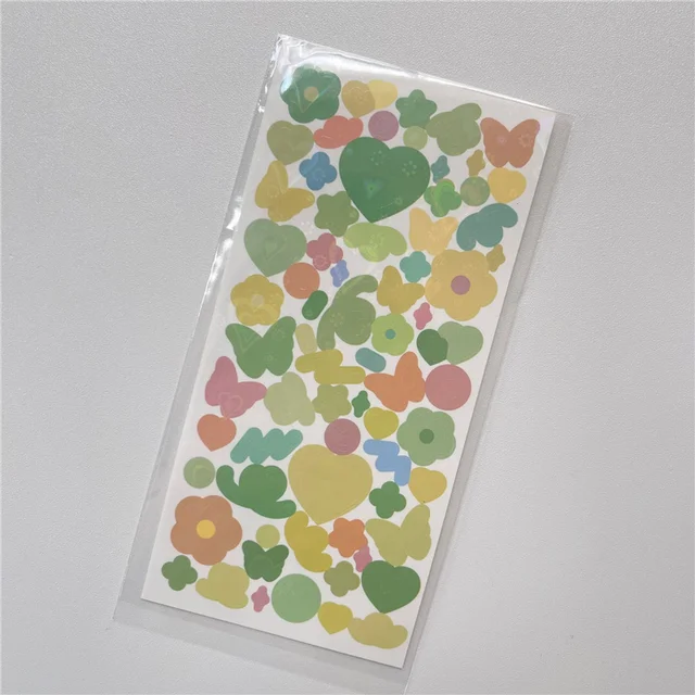 1Pc Ins Color Love Butterfly Laser Stickers Sticker Kawaii DIY Scrapbooking Chase Card Decoration Stickers Stationary Supplies 1Pc A