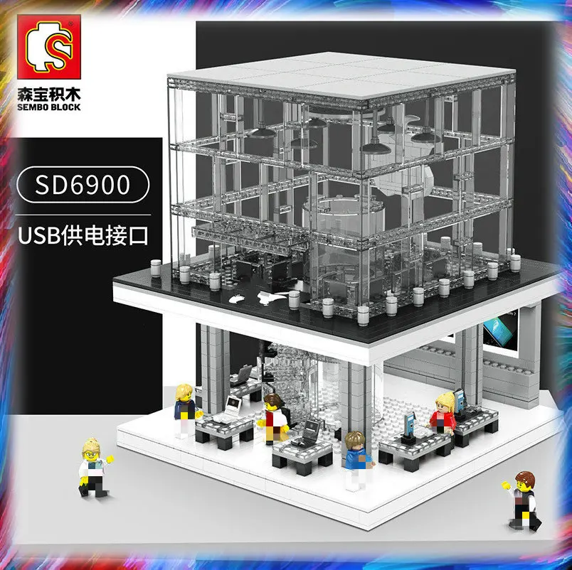 

Senbo 6900 AppleED Flagship Store With Light Set City Street Building Blocks Bricks Kids Toys Christmas Compatible legoed City