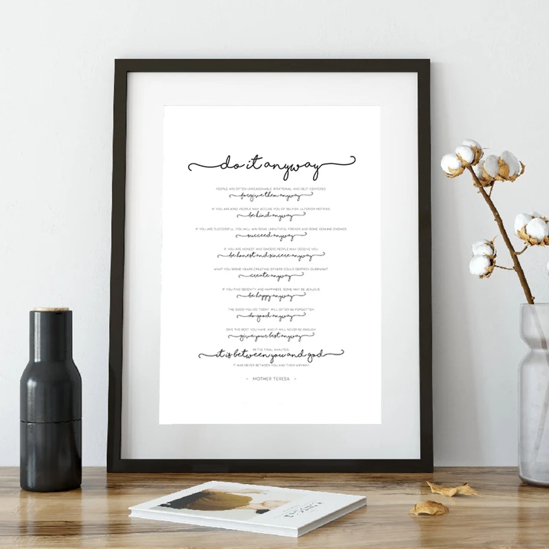 Bible-Inspiring-Art-Print-Mother-Teresa-Poster-Do-it-anyway-Gandhi-Quote-Christian-Wall-Art-Canvas