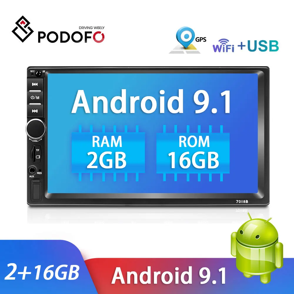 Автомобильный мультимедийный плеер Podofo 2 Din 7 ''сенсорный экран стерео с GPS Bluetooth FM Wi Fi зеркальная