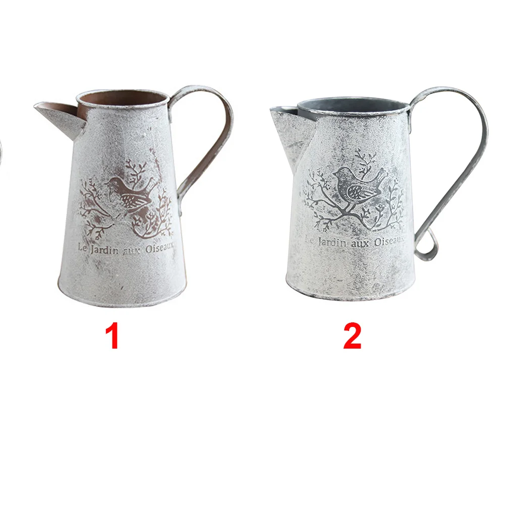 Flower Bucket Accessories Shop Holder Watering Can Decoration Iron Sheet Craft Vases Vintage Garden Home Ornaments
