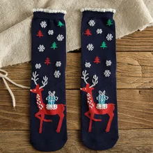 Модные рождественские женские хлопковые носки, разноцветные зимние носки