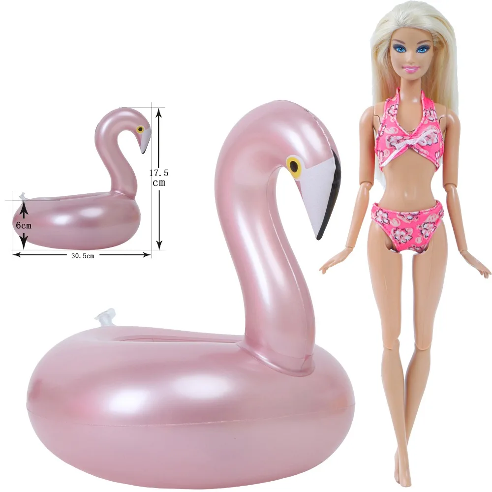 2 шт./партия = 1x модный пляжный купальник бикини с розовым бантом+ 1x плавательный спасательный круг, плавательный бассейн, аксессуары для куклы Барби