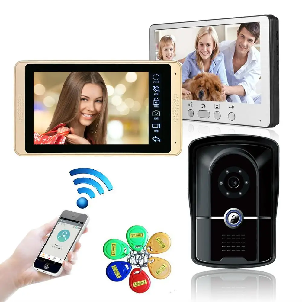 cheap DIY 7inch Monitor Wired RIFD WIFI Video Door Phone Doorbell Intercom Entry System Support Night Vision Phone APP Remote Intercom