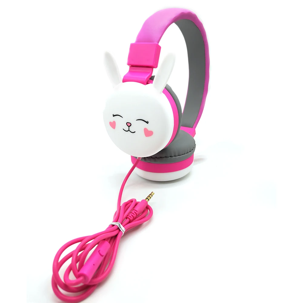 Cute Rabbit Ear Wired Headset Kids Girl Computer Gamer Headphones Foldable Music Headset Earphones For iPhone 11 Huawei Gift