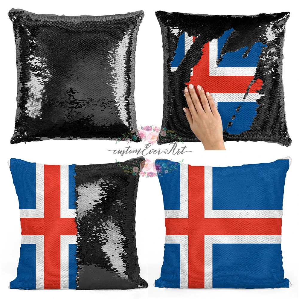

Iceland Personalized custom picture pillow coverï¼Œhome pillow reversible mermaid sequin pillow case cover