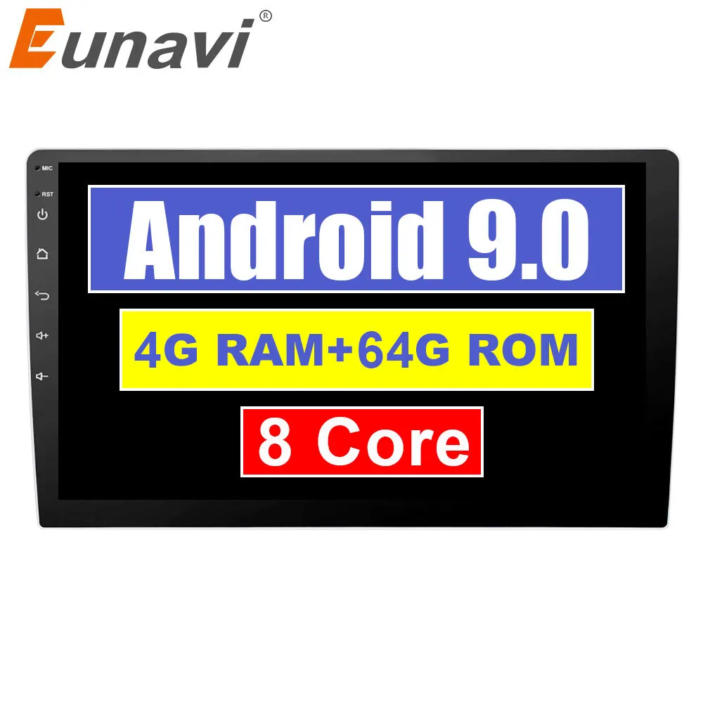 Eunavi 2 Din Android 9,0 8 ядерный 4G 64G Универсальный Автомобильный Радио Мультимедиа стерео плеер gps навигация головное устройство 10,1 дюймов 1024*600