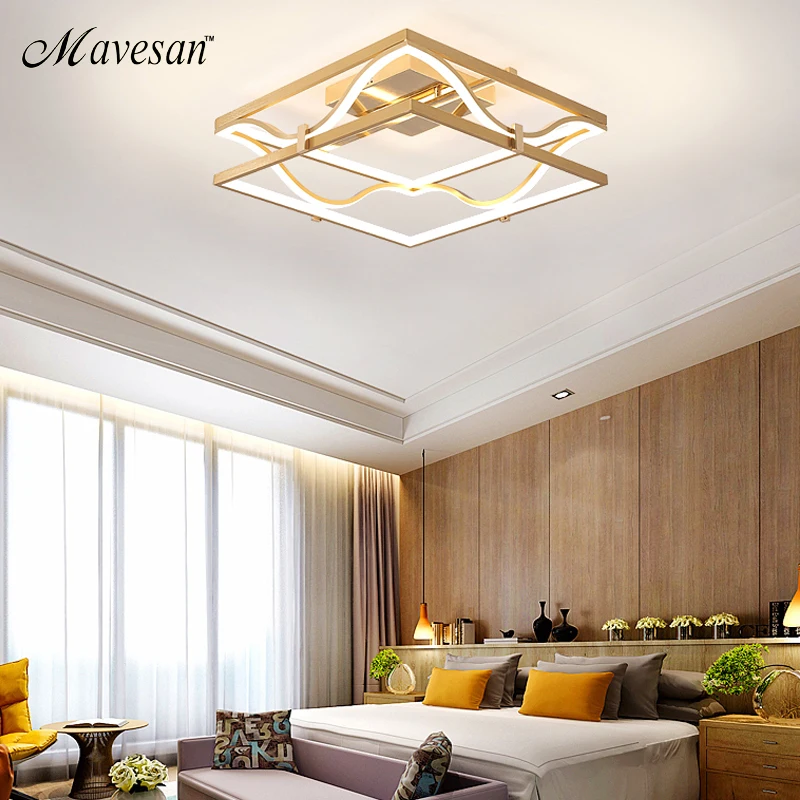 

LED ceiling lights gold body round/square for bedroom support 110V and 220V Remote control led lamps