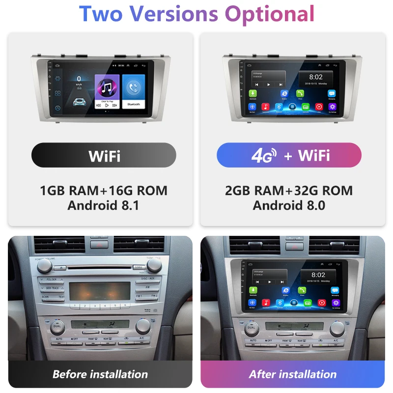 Clearance Jansite 9" Car Multimedia Player for Camry 2007 2008 2009 2010 2011 TOYOTA IPS Car Radio 4G Android WIFI Navigation Bluetooth 2