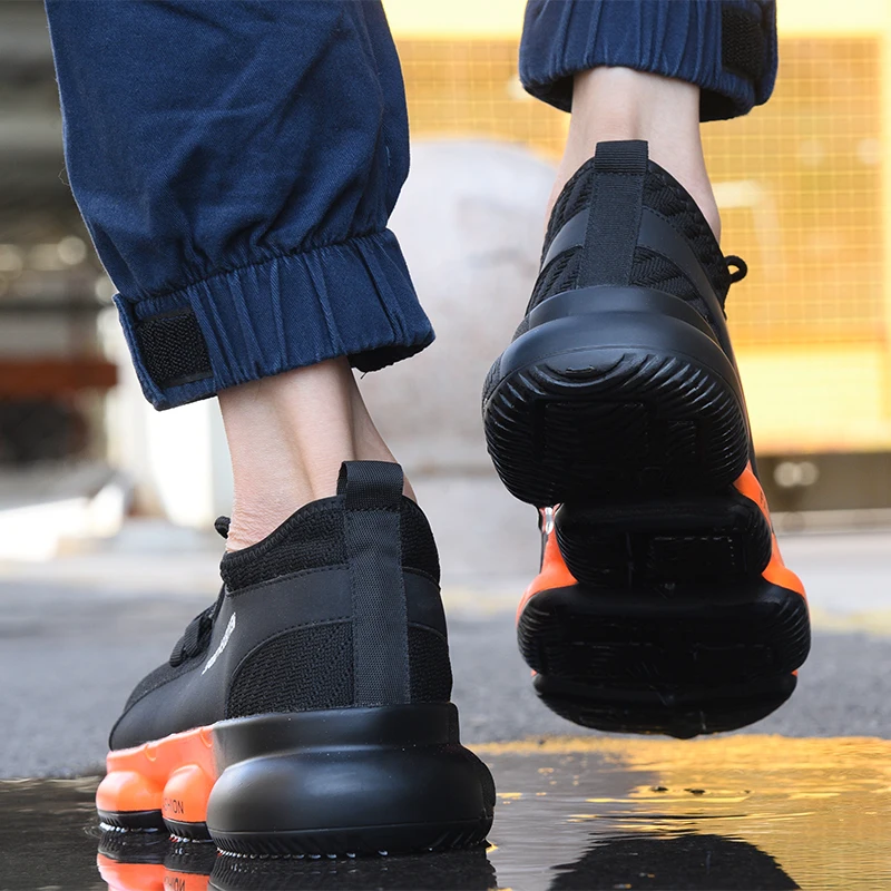 Новая выставка Мужская Рабочая безопасная обувь г. Модные уличные стальные носочки против разбивания проколов строительные кроссовки