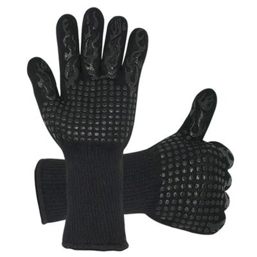Black A1 Pair 1 пара термостойких перчаток для духовки 1470 F толстые Силиконовые Прихватки для готовки в духовке выпечки барбекю гриль варежки кухонные перчатки - Цвет: Black A1 Pair