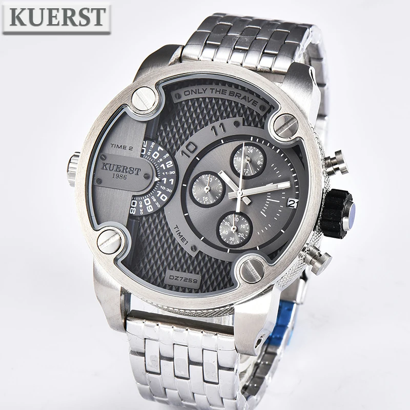 

Luxury Brand Man Watches Large Dial Men's Sports Wrist Watch Waterproof Double Time Zone Chronograph Men's Quartz Clock 2019 New