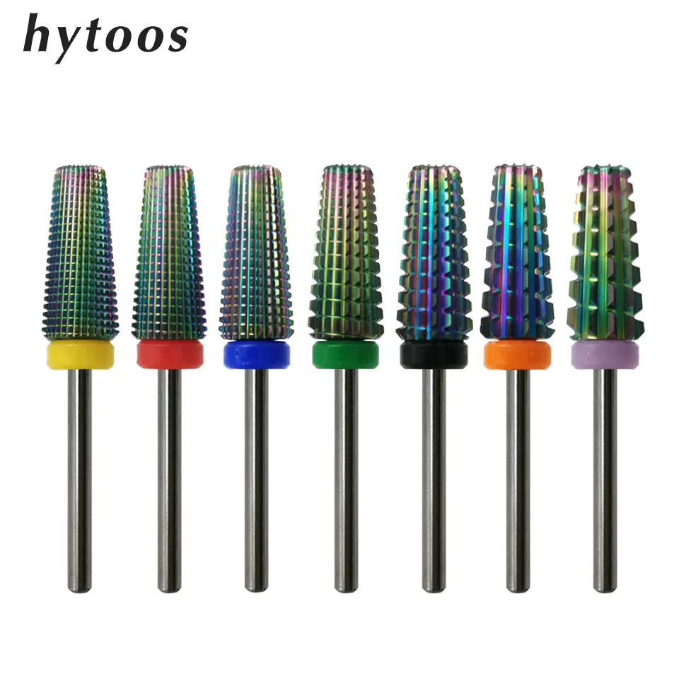 New Rainbow 5 in 1 Carbide Nail Drill Bit HYTOOS Tapered Nail Bits Milling Cutter for Manicure Nails Accessories Remove Gel Tool New Rainbow 5 in 1 Carbide Nail Drill Bit HYTOOS Tapered Nail Bits Milling Cutter for Manicure Nails Accessories Remove Gel Tool