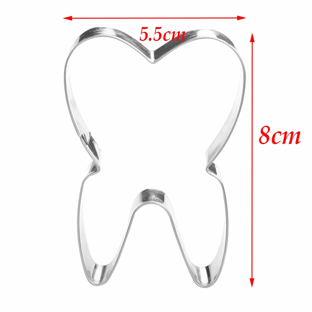 New 3D Tooth Shape Cookie Cutter Stainless Steel Biscuit Tools Baking Cookies Molds Kitchen Cake Decorating Bakeware Cake Tools