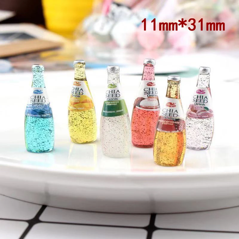 

5pcs 11*31mm 3D Simulation Resin Fruit Drink Bottle Charms Pendants For DIY Earrings Keychains Fashion JewelryAccessories LL028