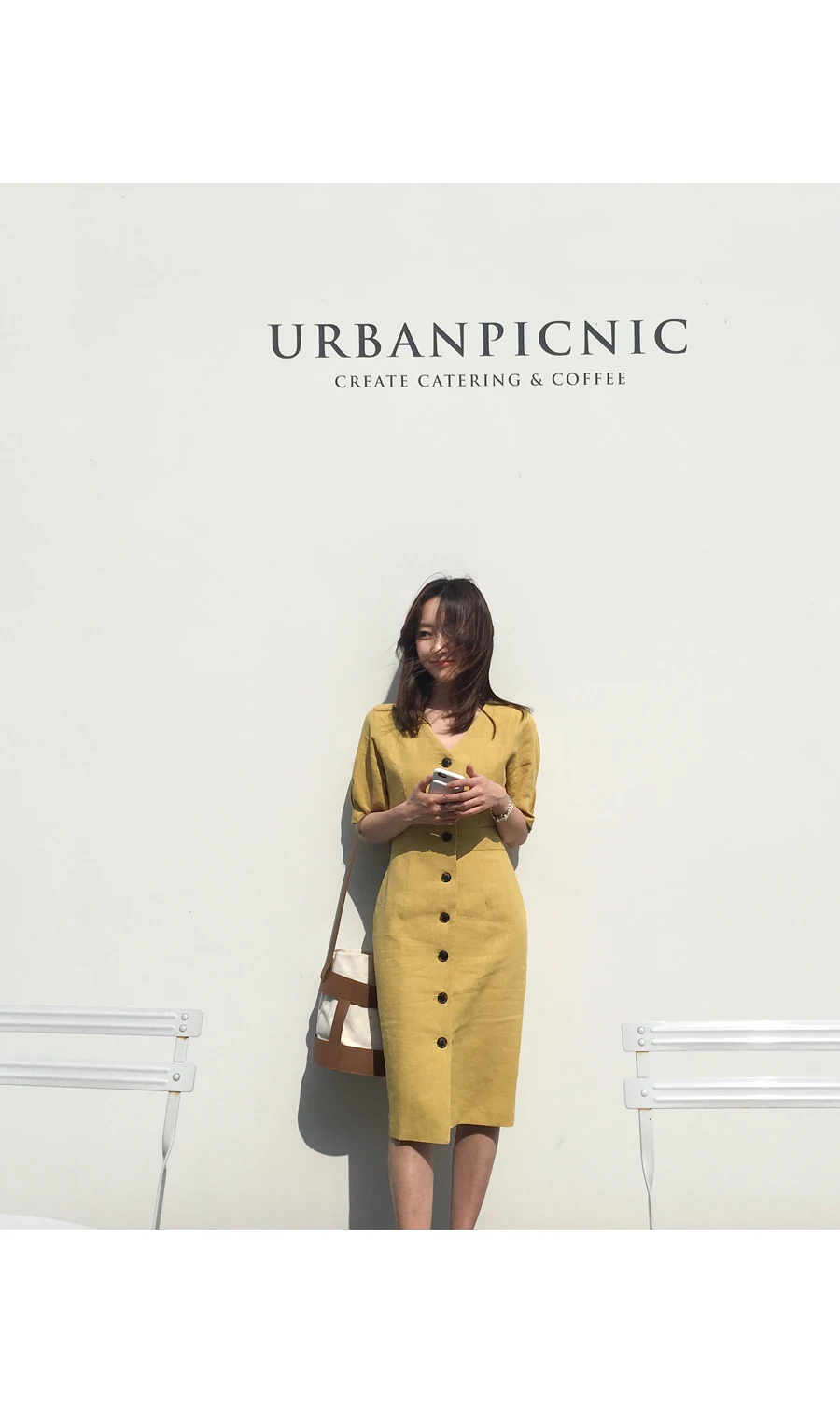 New Summer Dress Women Cotton Linen OL Casual Half Sleeve Dresses Female Dress V neck Solid Yellow Dress Boho Robe Femme Vestido
