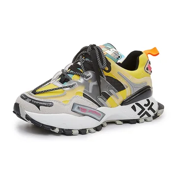 

Vintage Sports Dad Sneakers Kanye West Hip Hop Dancing Light Breathable Thick Bottom Shoes Men Cross-tied Tenis Masculino Adulto