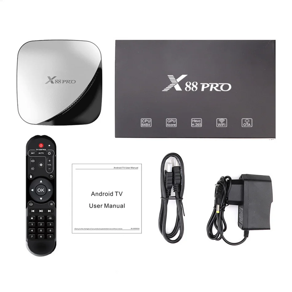 Android tv box X88 PRO Android 9,0 RK3318 Четырехъядерный 4 Гб 64 Гб двойной Wifi Google голосовой помощник Youtube 4K H.265 Smart tv box