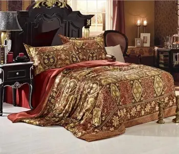 

Wide In Width Seamless 100% Mulberry Silk Real Silk Bedding Four Paper Set Will Jacquard Weave Sheet Quilt Cover