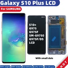 

ORIGINAL AMOLED Galaxy S10 Plus LCD Display with frame for SAMSUNG S10+ G975 G975F SM-G9750 LCD Touch Screen Digitizer With dots