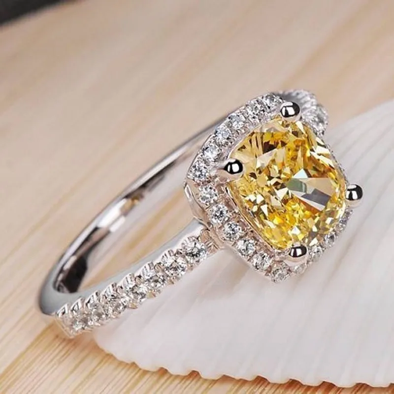 Роскошные 2 ct CZ кольца женские RingTrendy новые белые кристаллы 4 зубец циркония Романтические Свадебные обручальные кольца для женщин